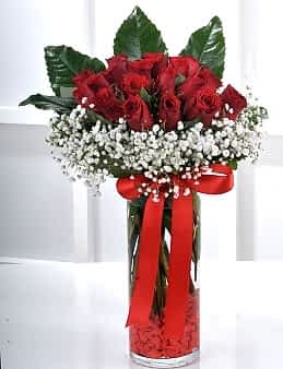 Vazoda 21 Kırmızı Gül Arajmanı  çiçek gönder