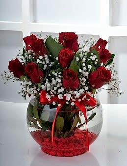 Aşk Küresi 11 Kırmızı Gül Aranjmanlar çiçek gönder