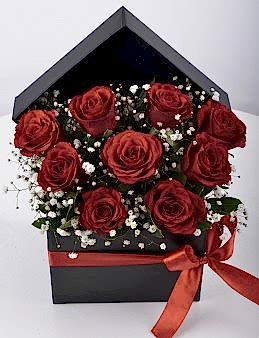 Siyah Kutuda 9 Kırmızı Gül  çiçek gönder