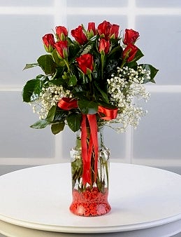 Camda 11 Adet Kırmızı Gül. Aranjmanlar çiçek gönder